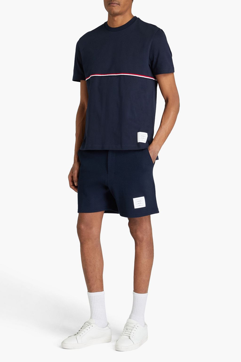 THOM BROWNE Striped cotton-jersey T-shirt