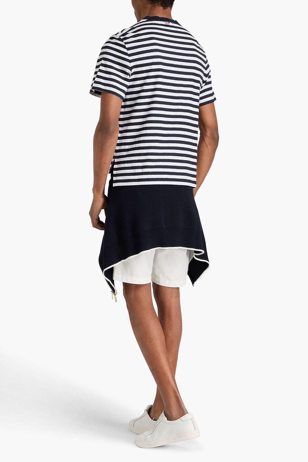 THOM BROWNE Striped linen-blend jersey T-shirt