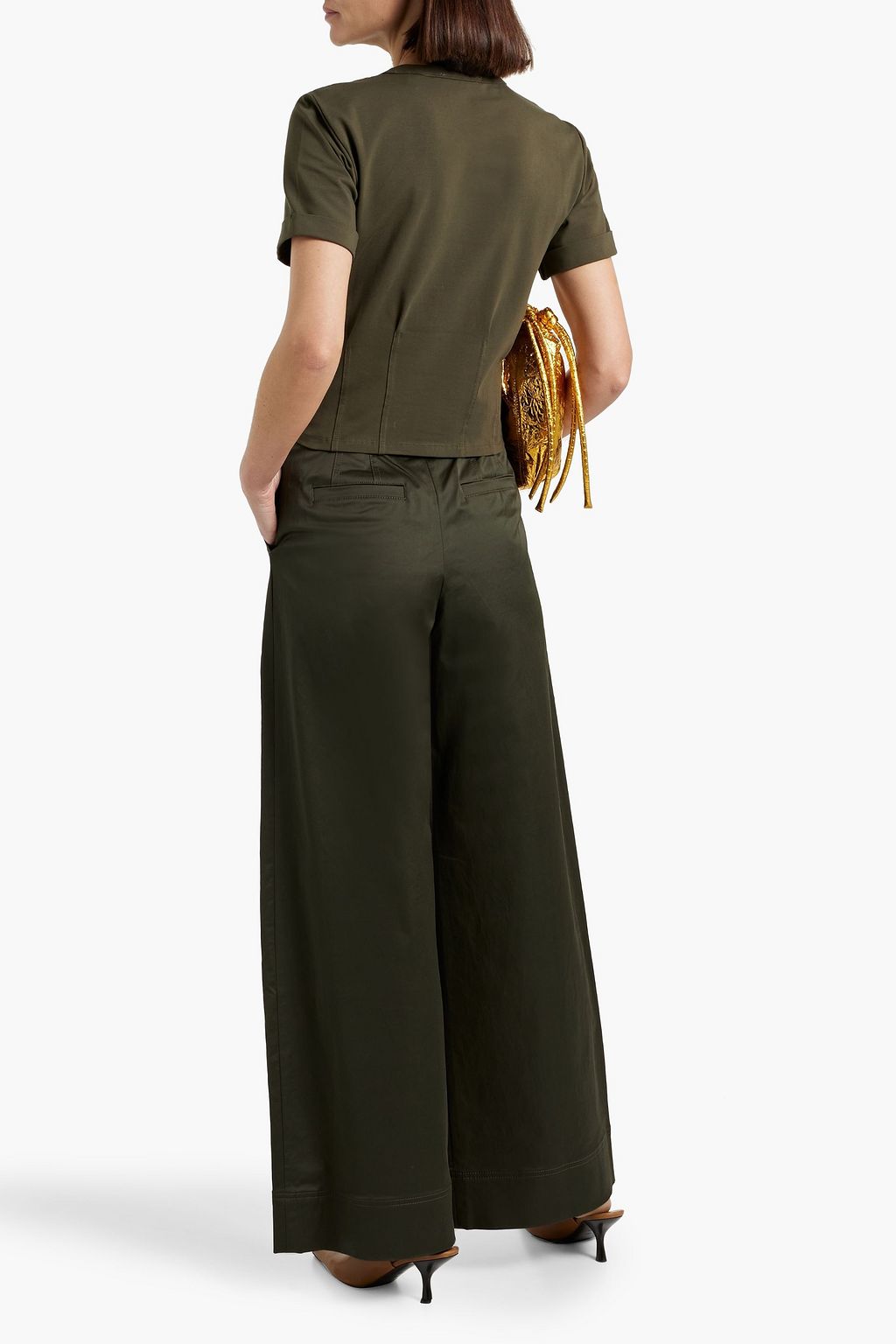 VERONICA BEARD Ankara pintucked stretch-cotton jersey T-shirt