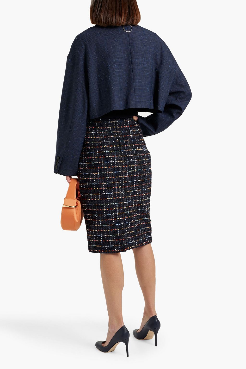 VERONICA BEARD Nervi checked cotton-blend tweed pencil skirt