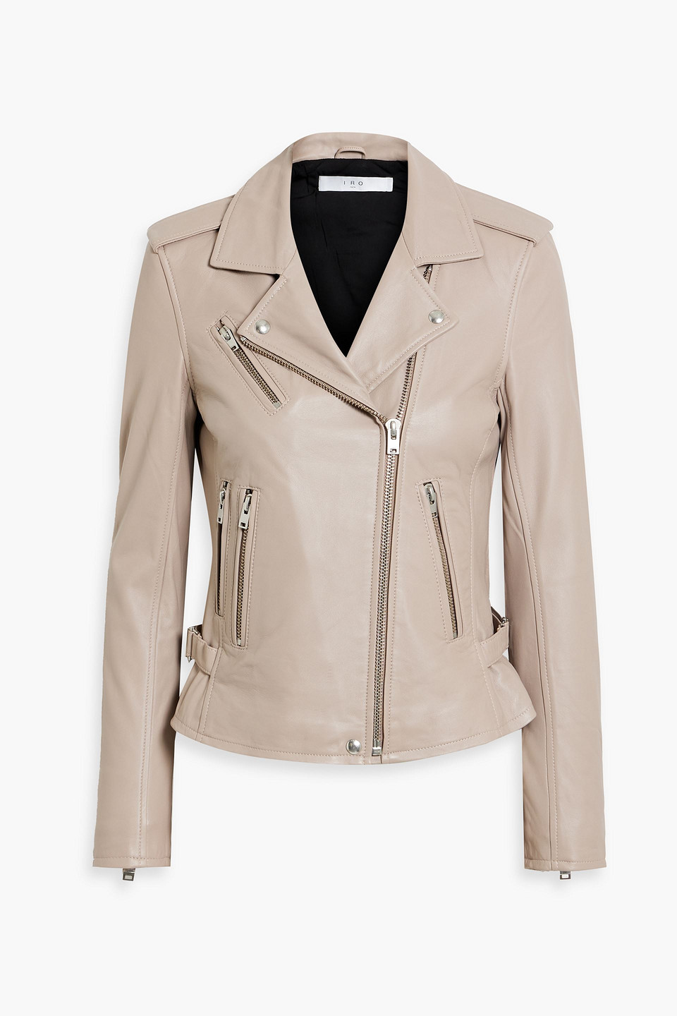 Iro Newhan Leather Biker Jacket In Taupe