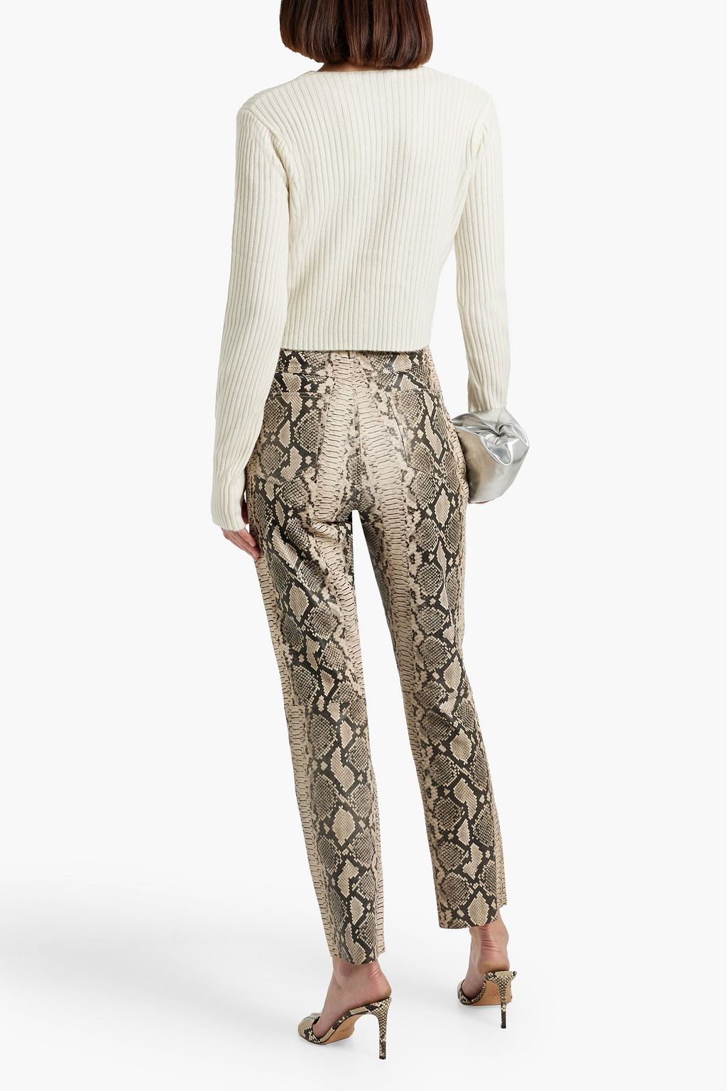 IRO Keyra cropped ribbed wool and cashmere-blend cardigan