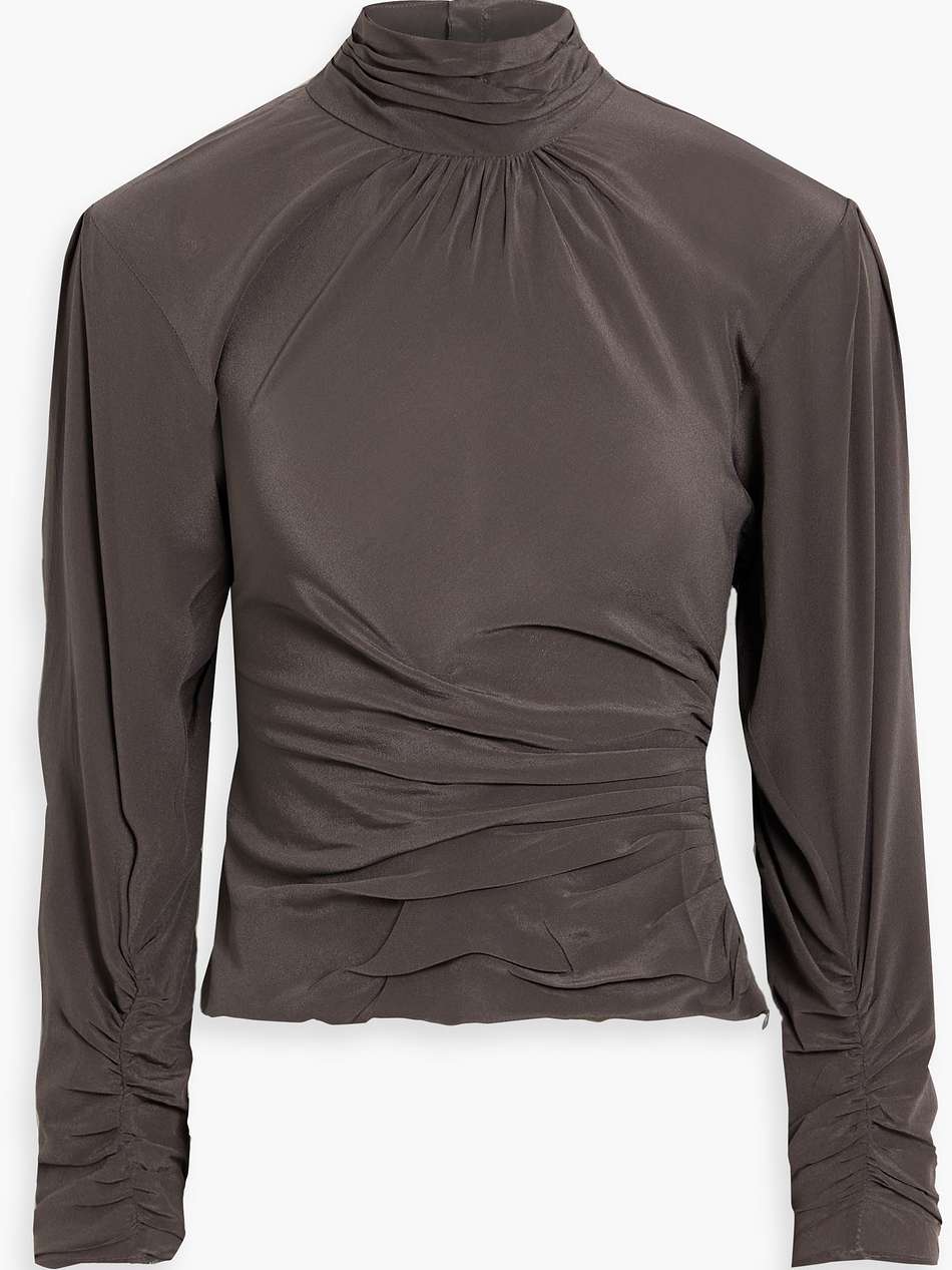 gelisa ruched cutout silk crepe de chine turtleneck top