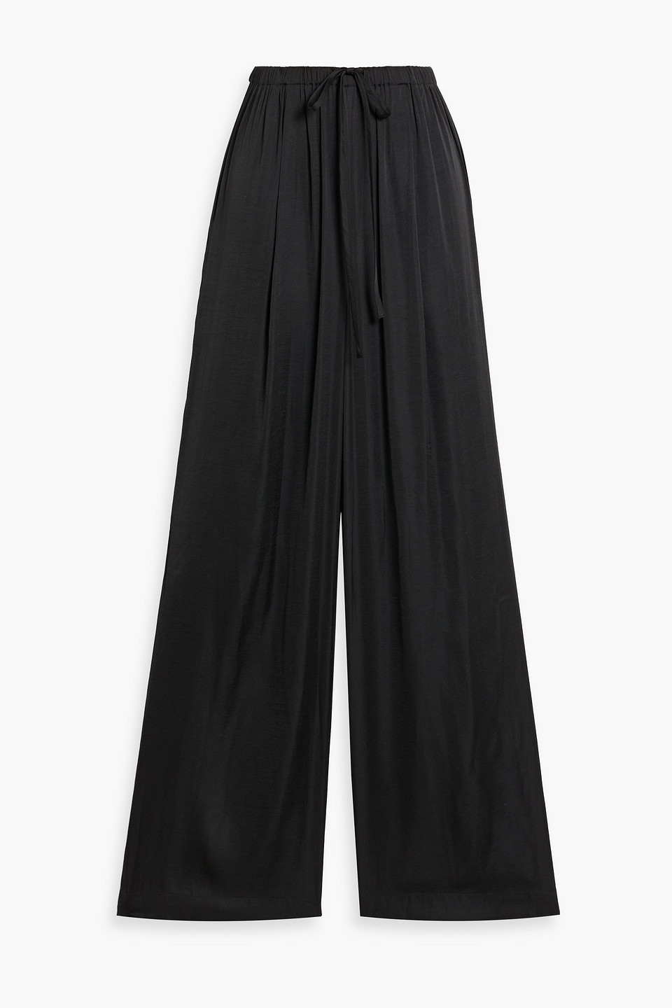 Solid & Striped The Ashling Charmeuse Wide-leg Pants In Black