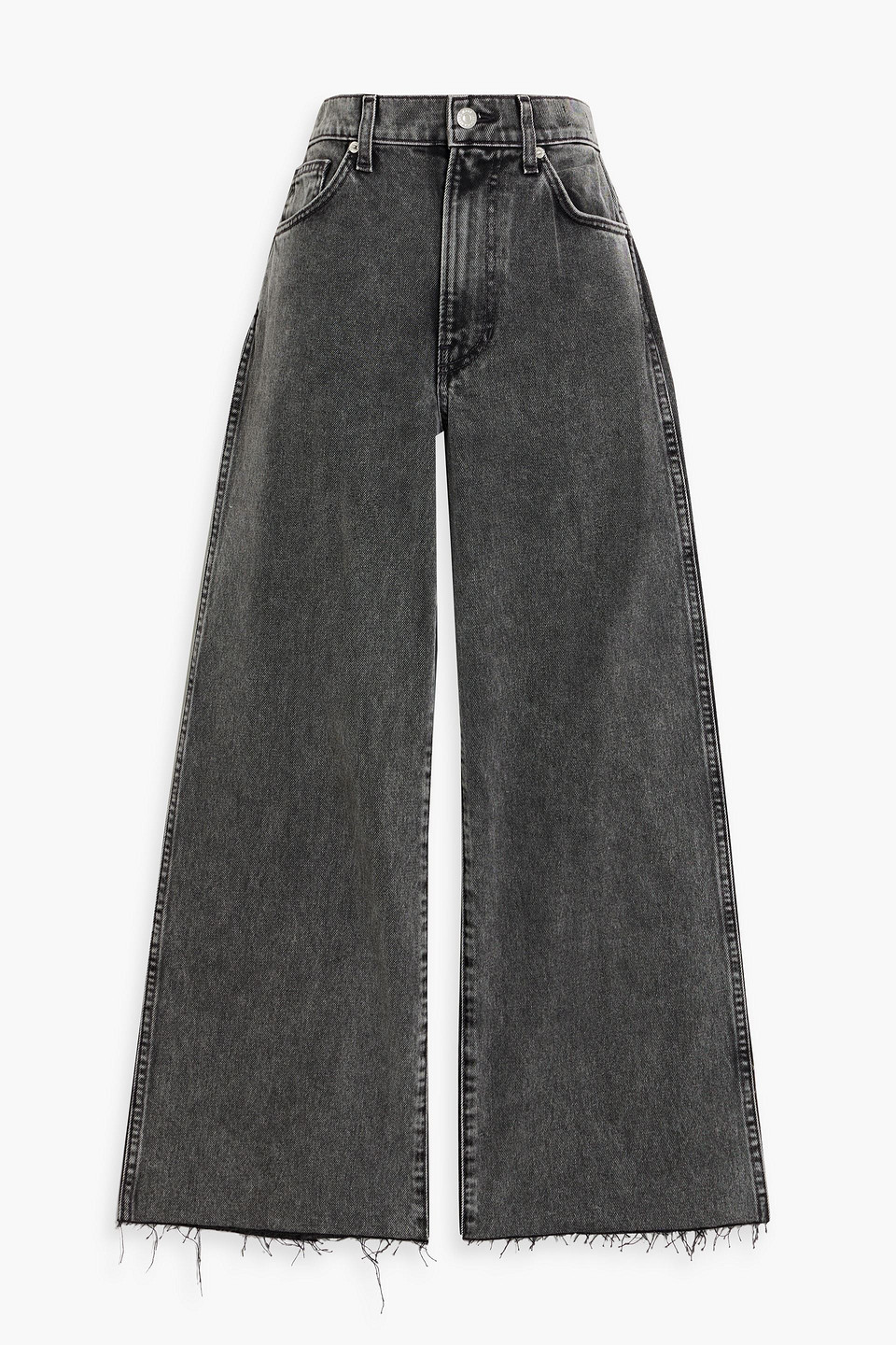 Shop Veronica Beard Taylor Cropped High-rise Wide-leg Jeans In Black