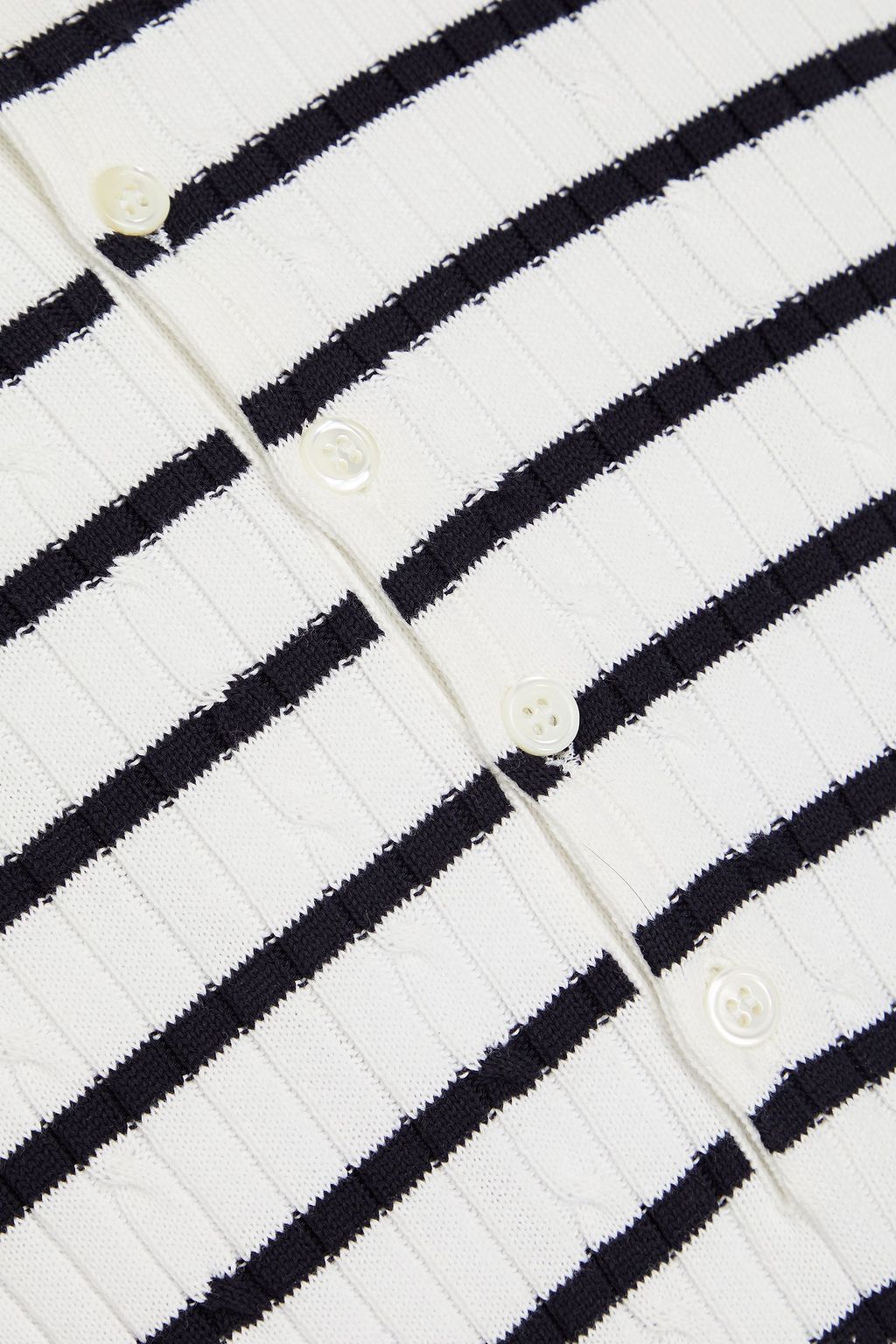 THOM BROWNE Striped cable-knit cotton polo shirt