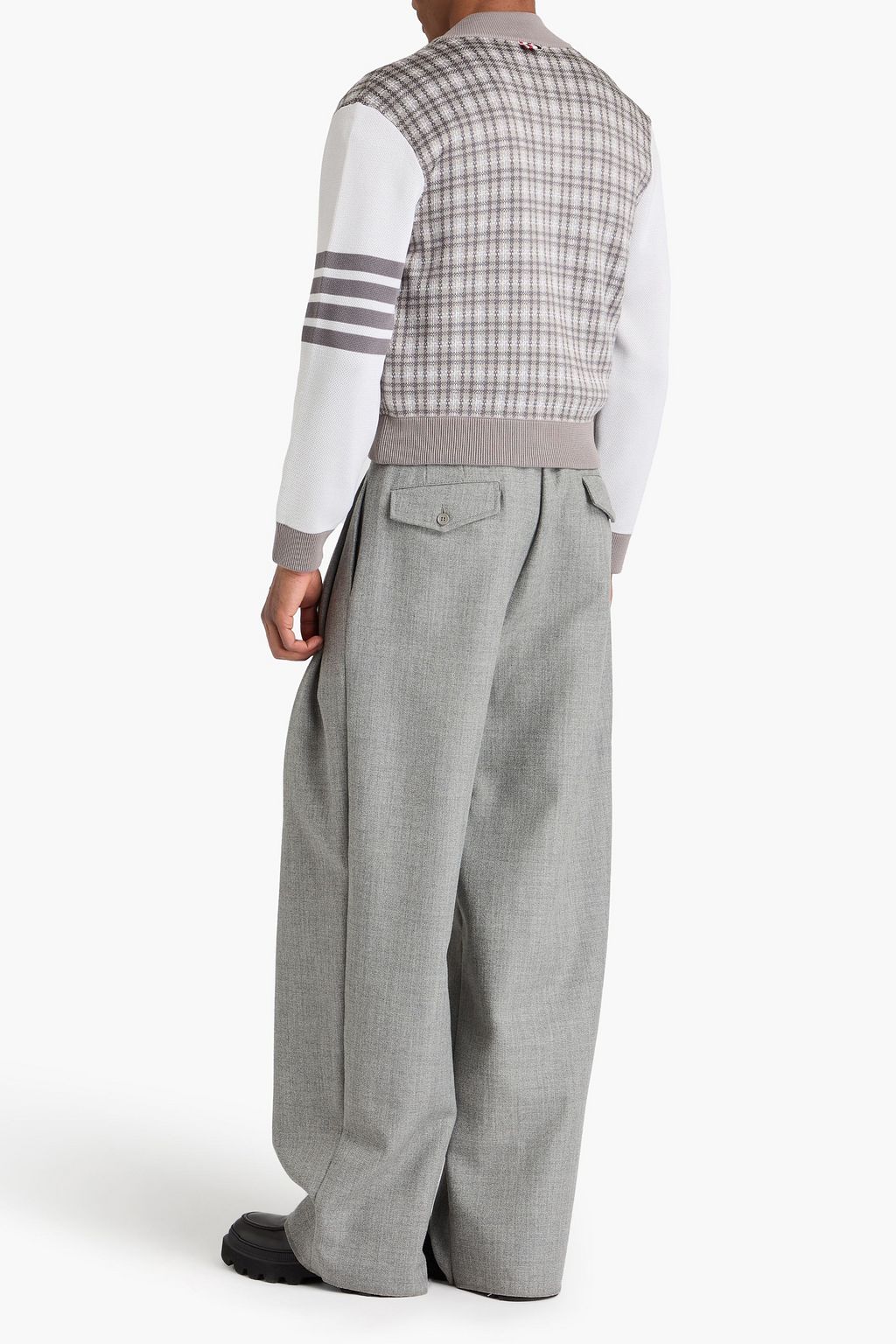 THOM BROWNE جاكيت بومر مصنوع من مزيج القطن والحرير والصوف بحبكة الجاكار