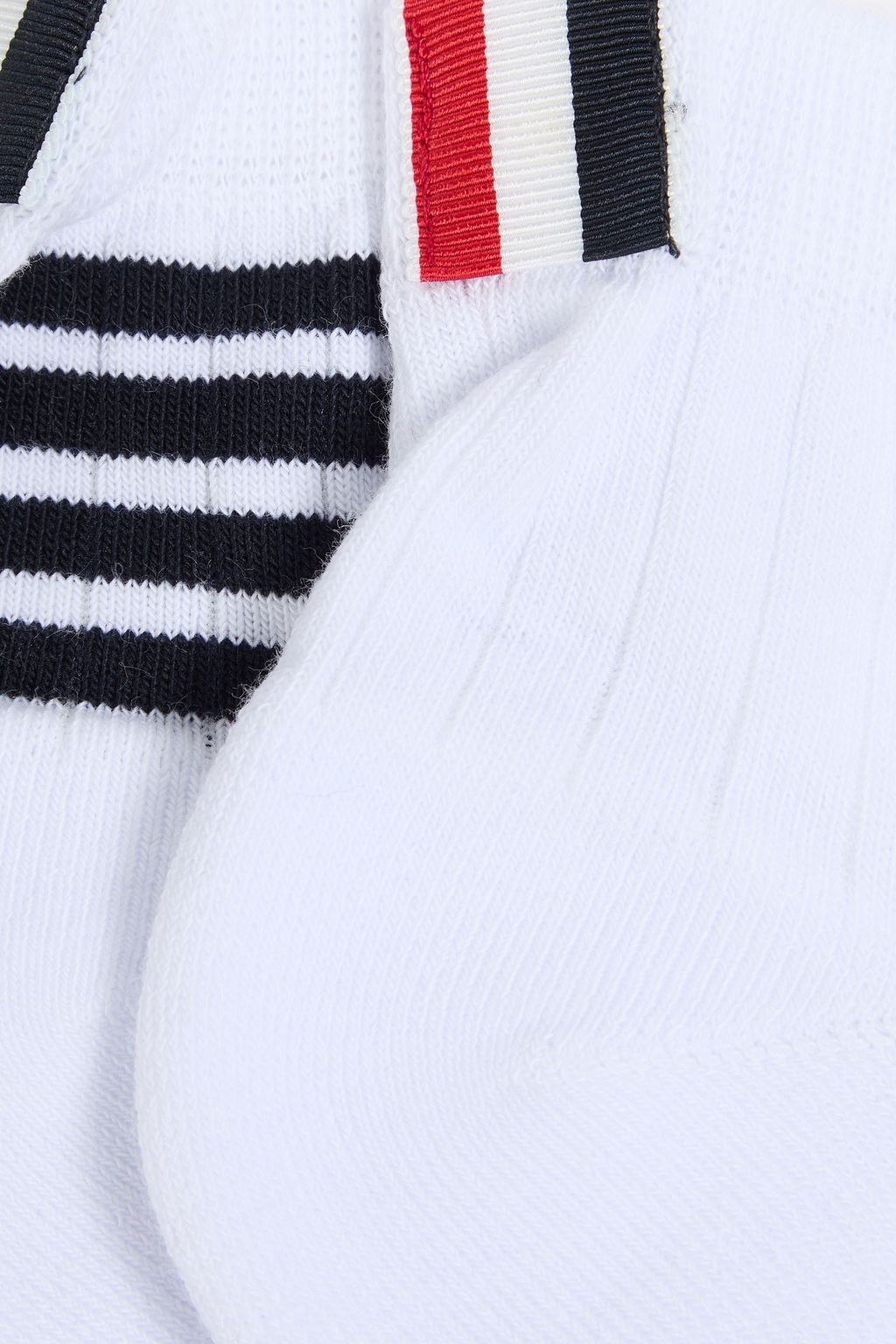 THOM BROWNE 리브 스트라이프 코튼 혼방 양말