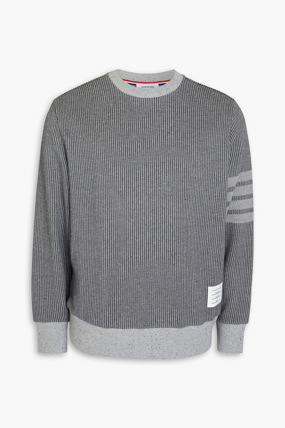 Thom Browne Donegal Pullover Aus Einer Gerippten Baumwoll-seidenmischung In Grau