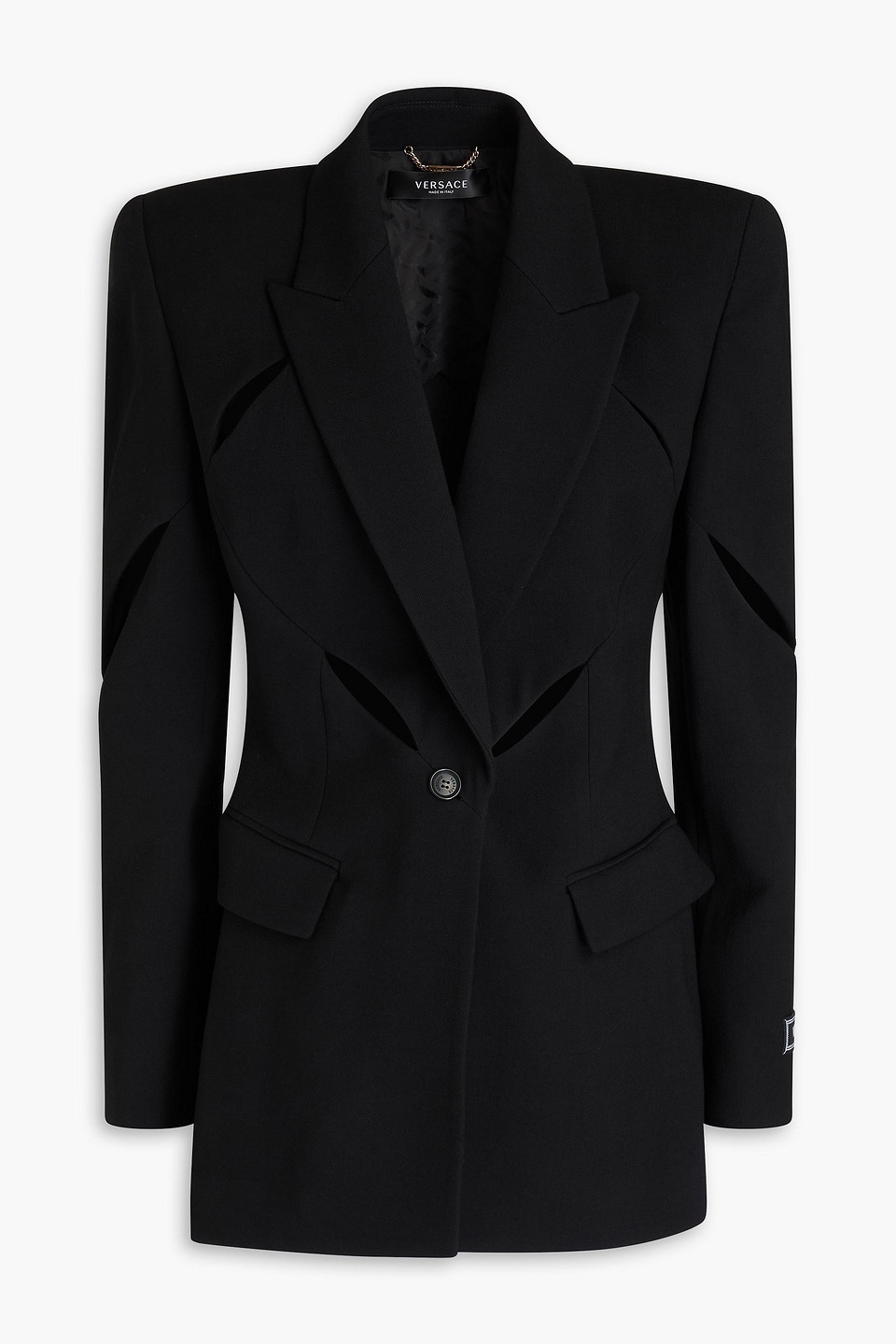 Versace Cutout Wool-crepe Blazer In Schwarz