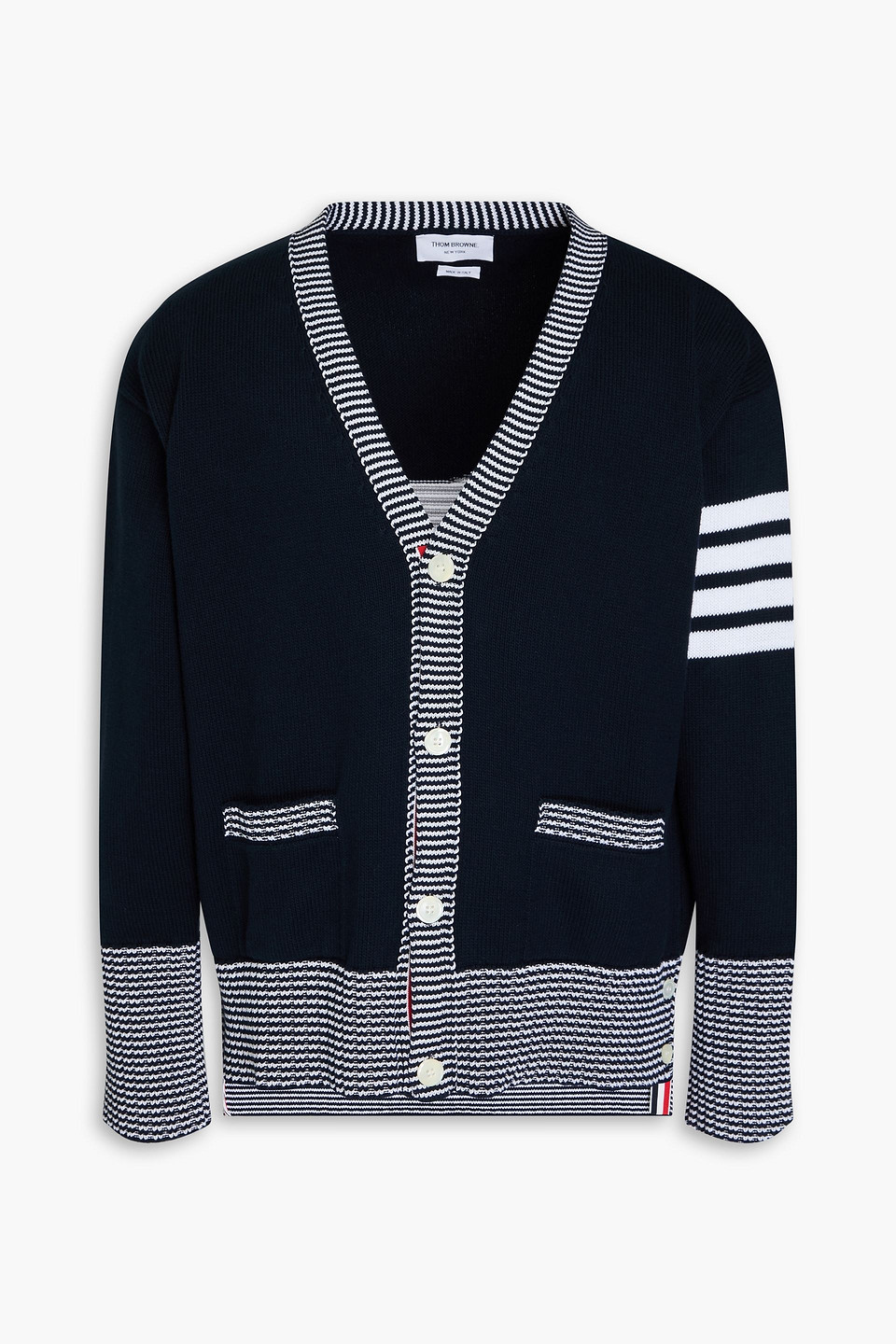 Thom Browne Hector Intarsia Cotton Cardigan In Navy