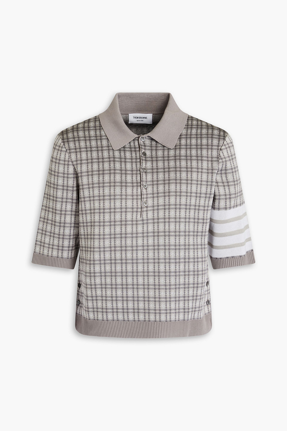 Checked silk and cotton-blend polo shirt