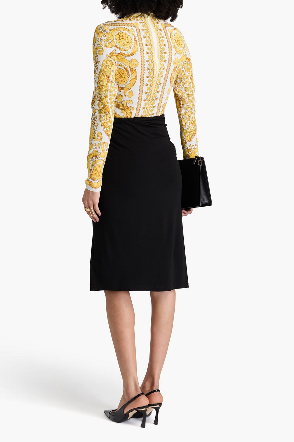 VERSACE DRAPED JERSEY SKIRT