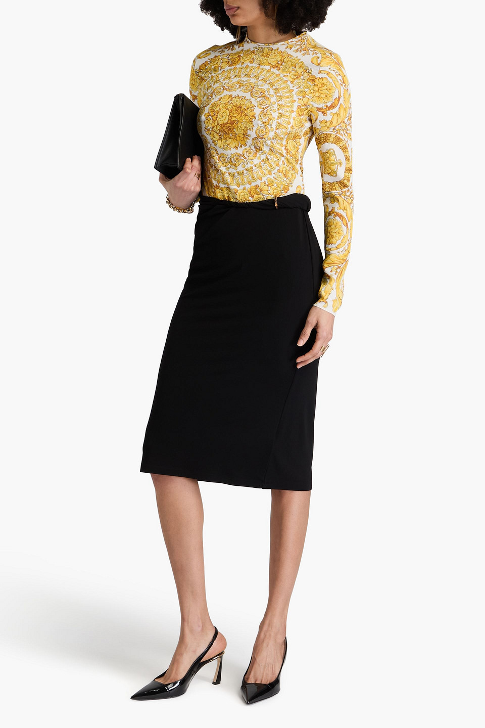 VERSACE DRAPED JERSEY SKIRT