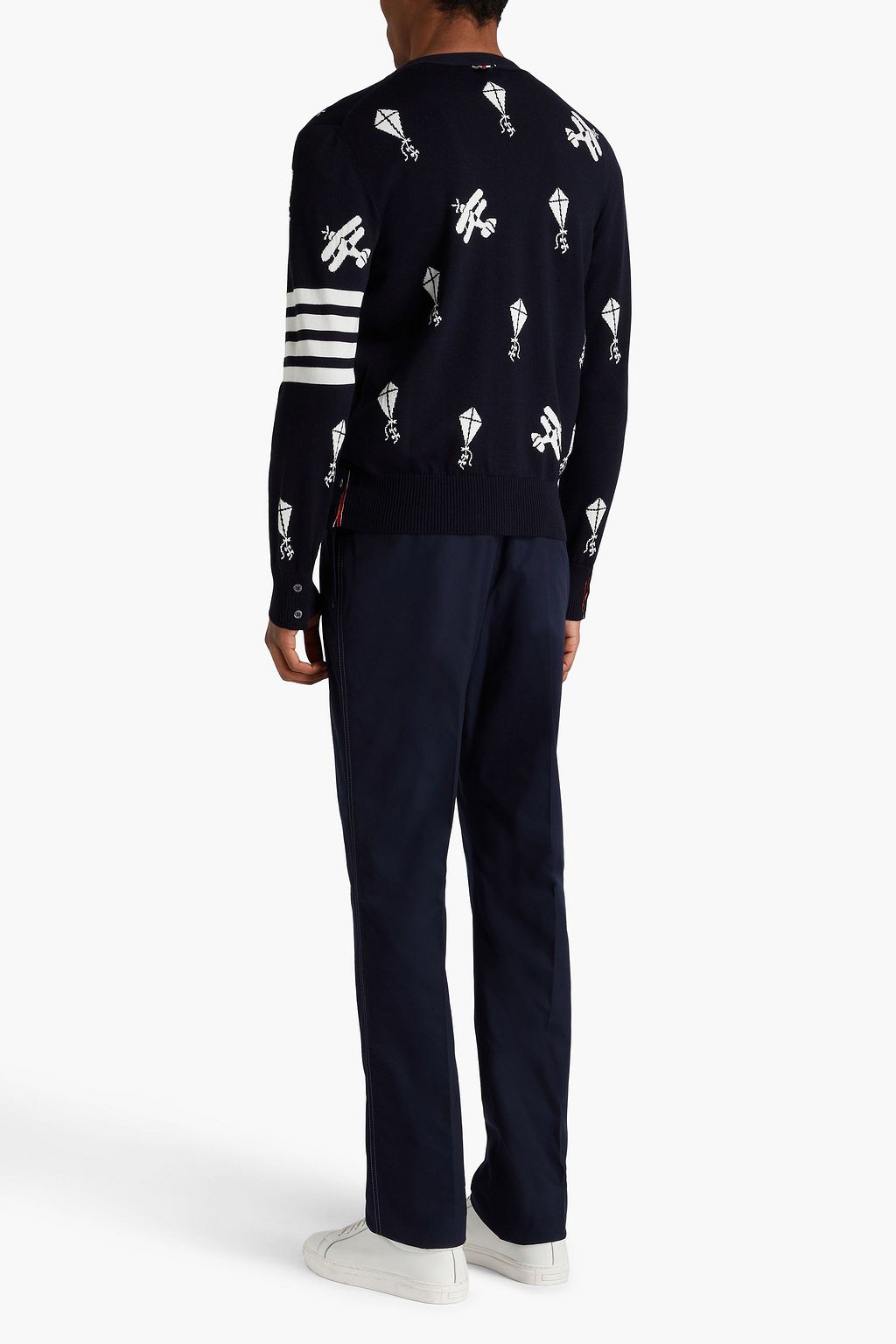 THOM BROWNE Intarsia merino wool and cotton-blend cardigan