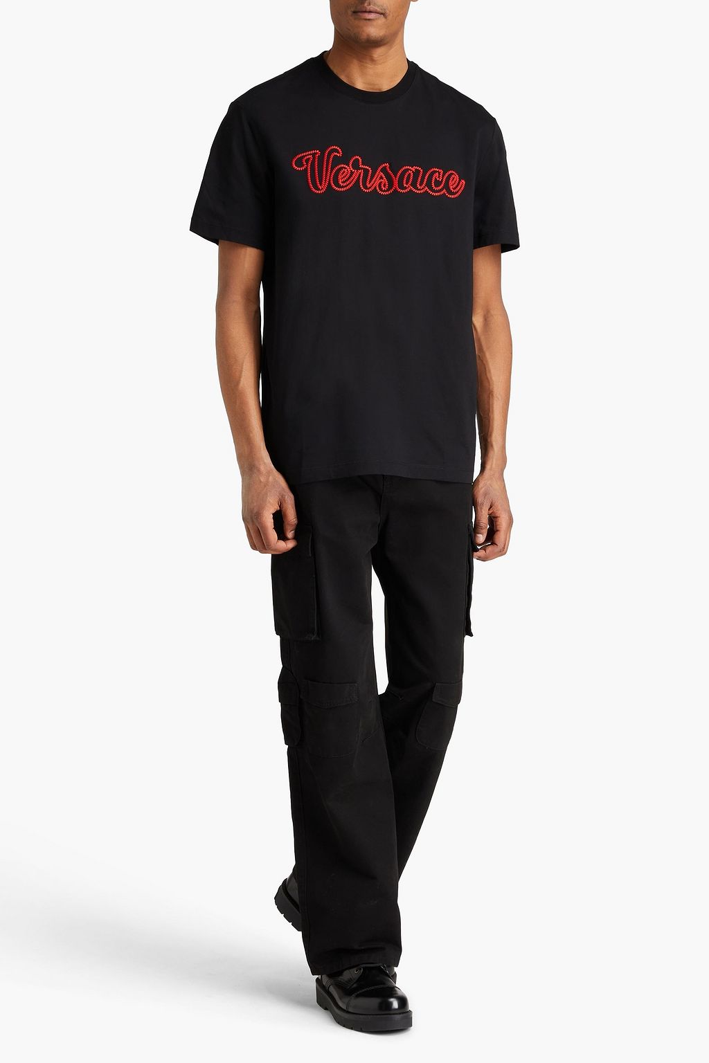 VERSACE T-Shirt aus Baumwoll-Jersey mit Stickereien
