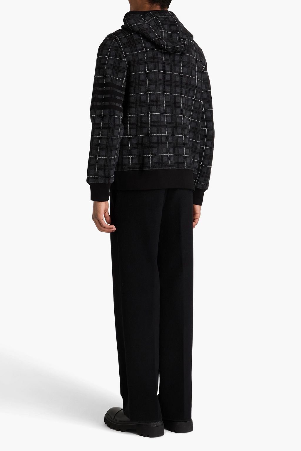 THOM BROWNE Checked jacquard-knit cotton-blend hoodie