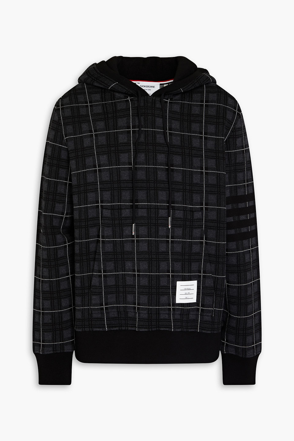 Checked jacquard-knit cotton-blend hoodie