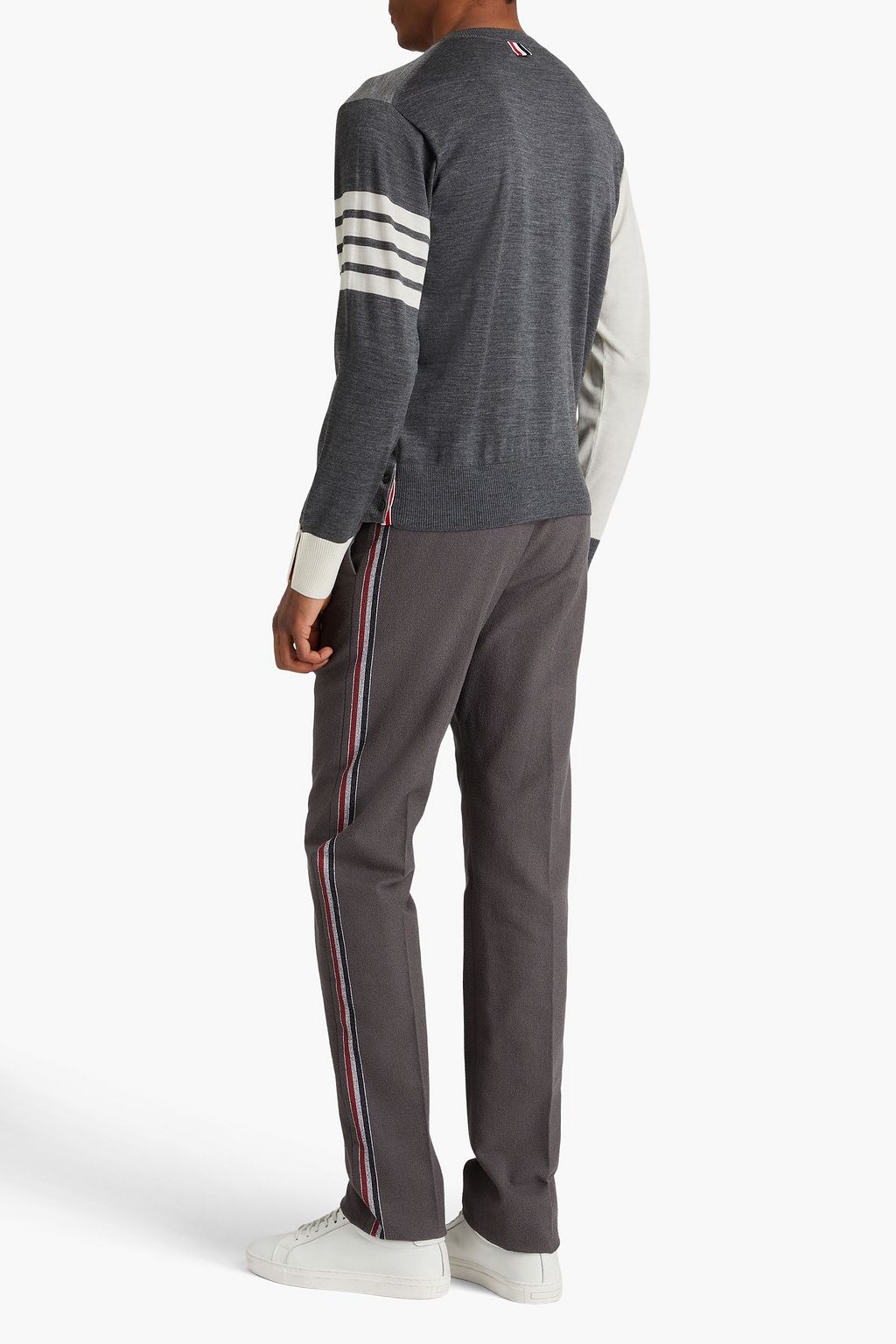 THOM BROWNE Striped color-block wool sweater