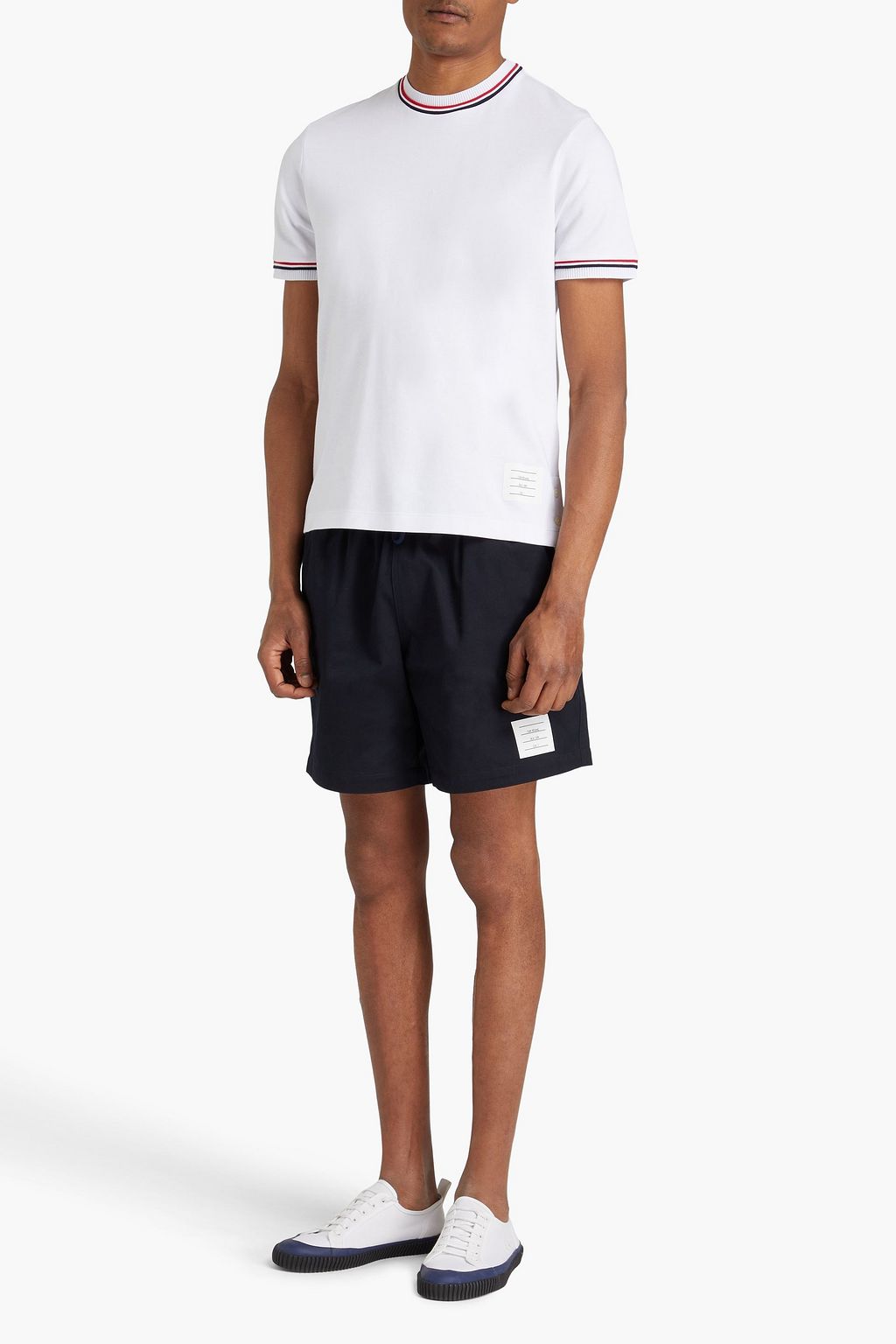 THOM BROWNE Striped cotton-jersey T-shirt