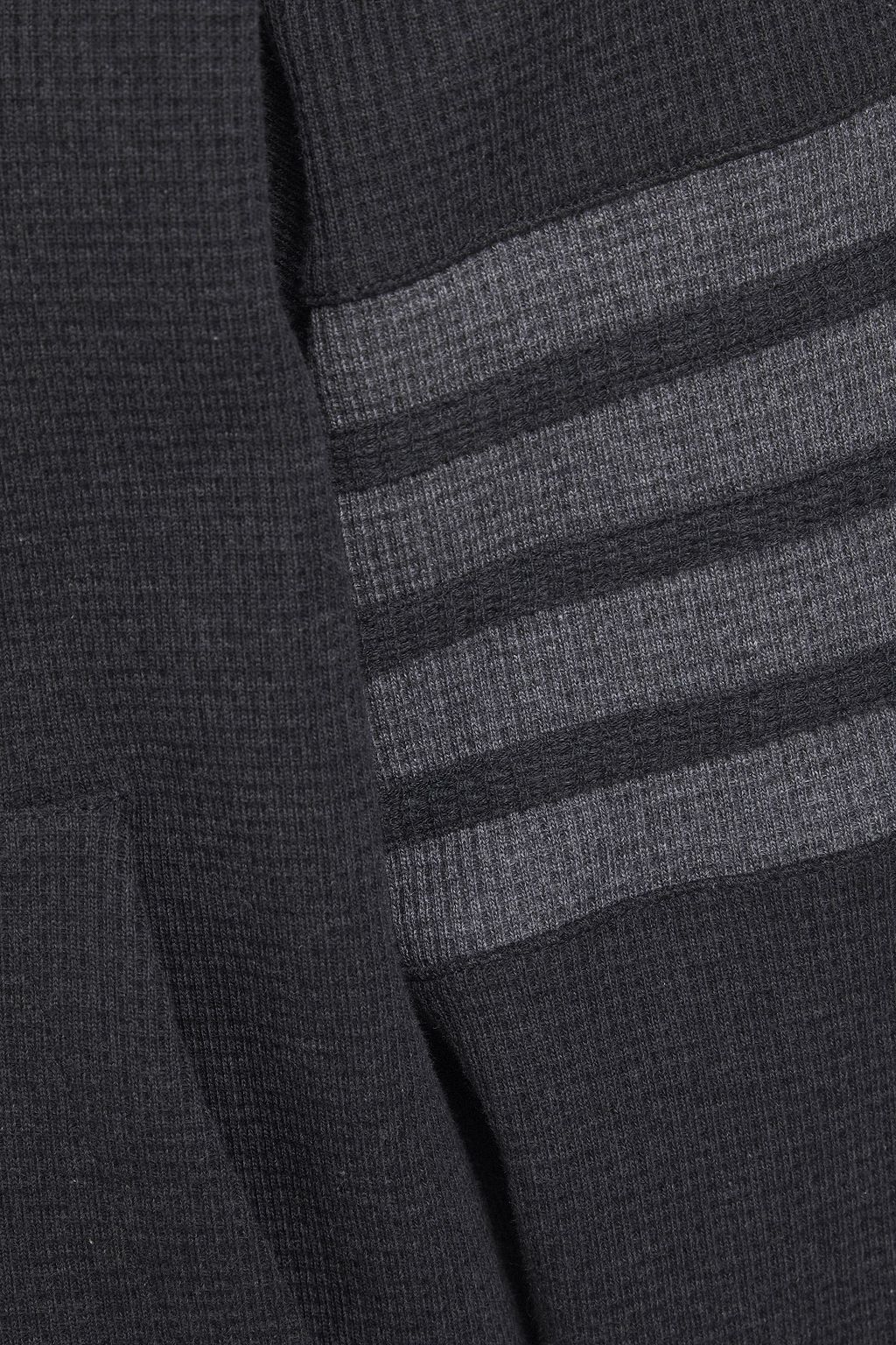 THOM BROWNE Striped waffle-knit cotton zip-up hoodie