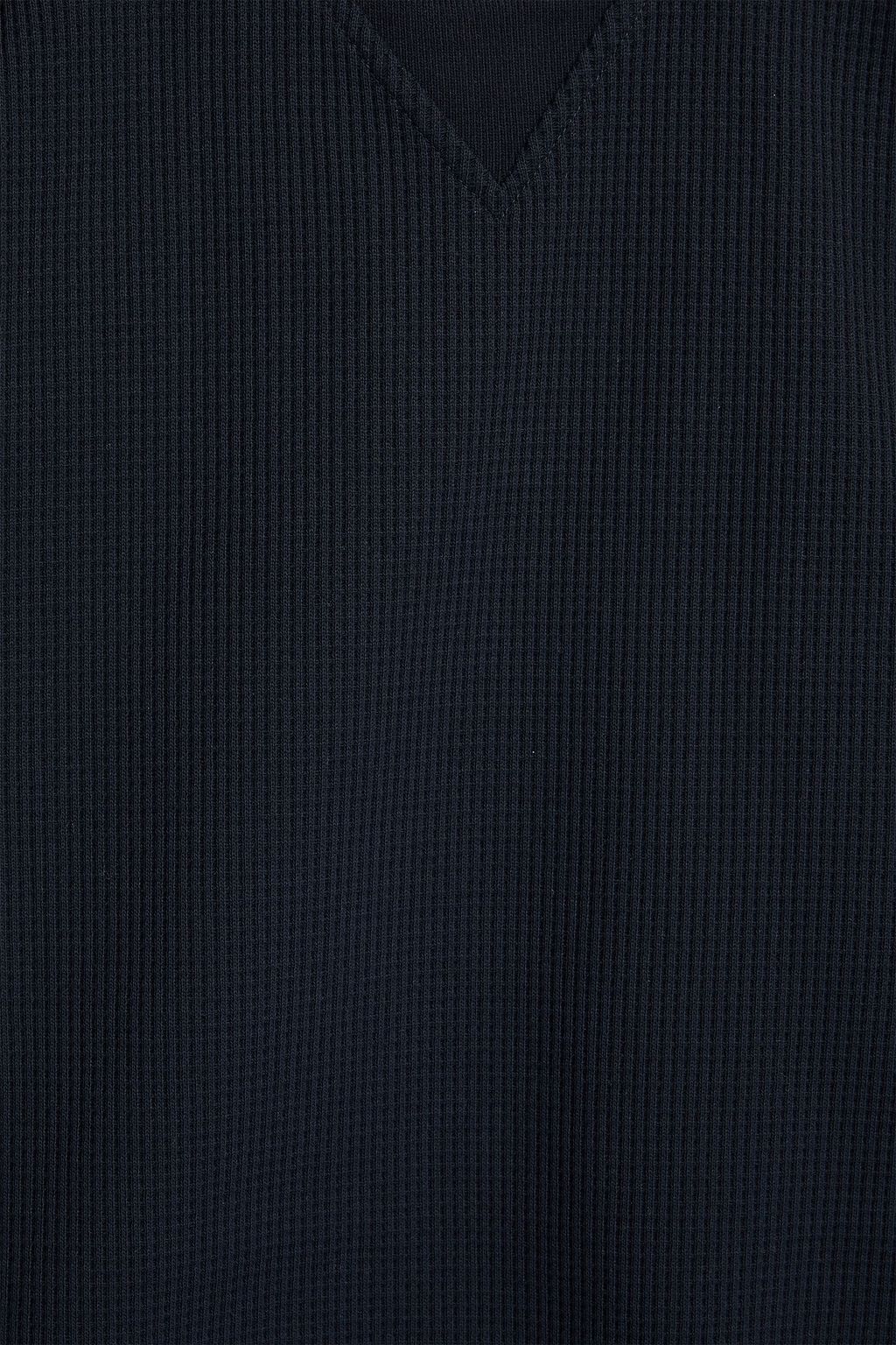 THOM BROWNE Striped waffle-knit cotton T-shirt