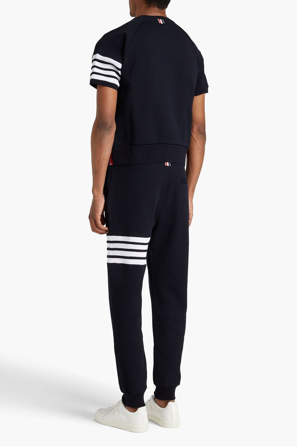 THOM BROWNE Striped waffle-knit cotton T-shirt