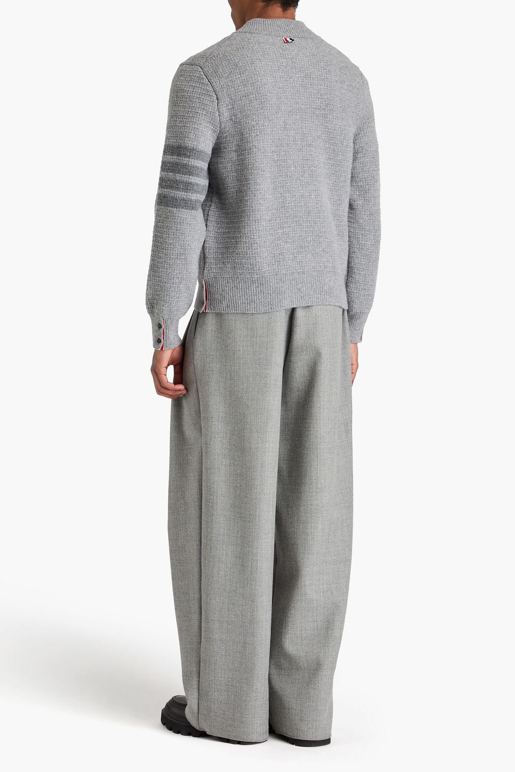 THOM BROWNE Striped wool and cashmere-blend sweater
