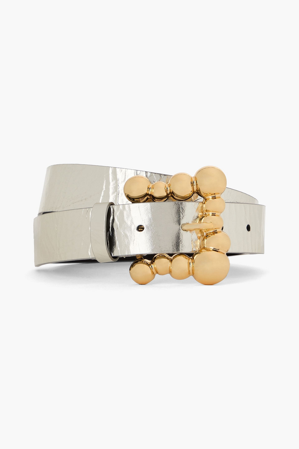 Sandro - Metallic textured-leather belt - Metallic - 1