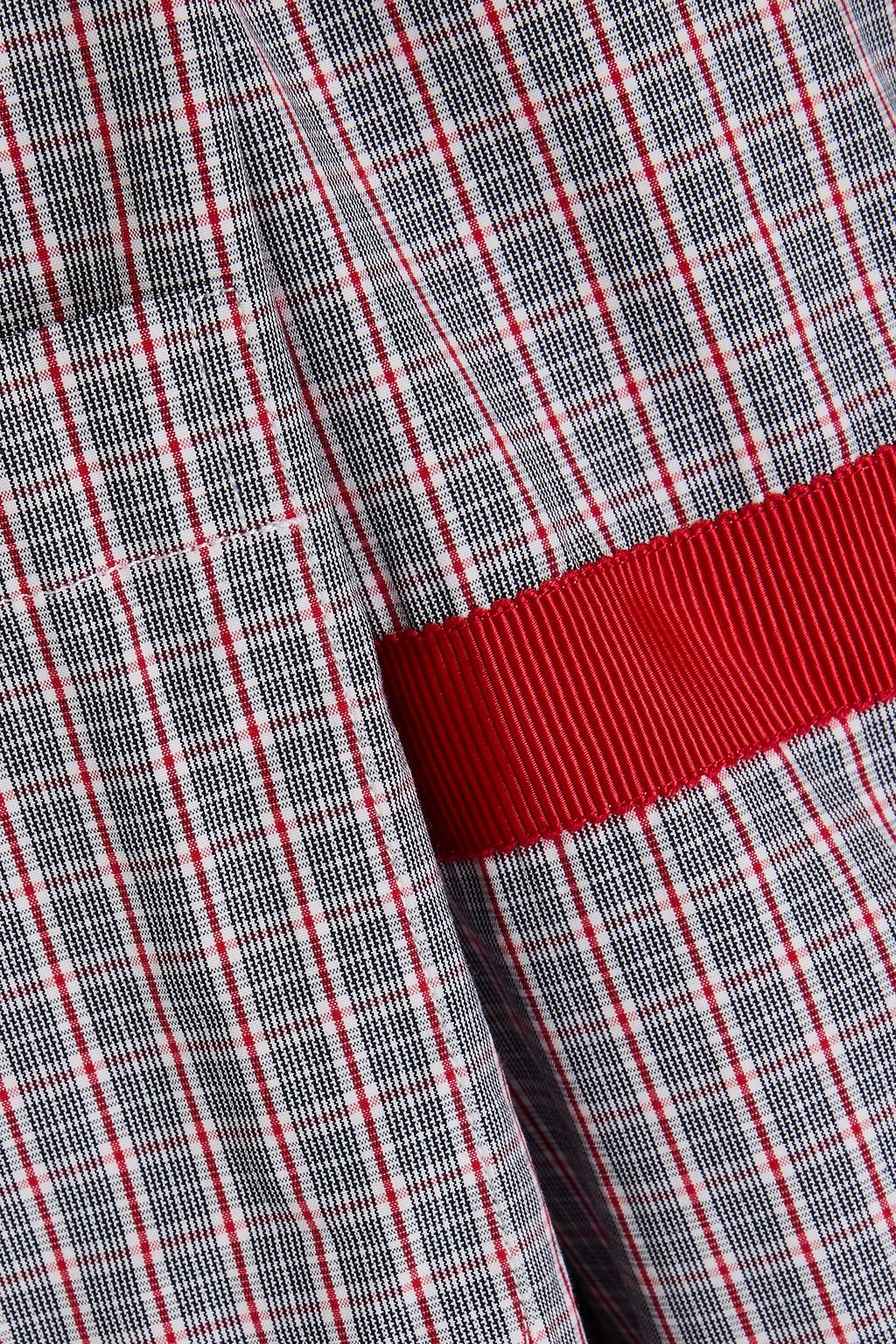 THOM BROWNE قميص من قطن بوبلين بنقشة مربعات