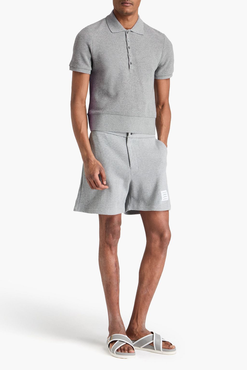 THOM BROWNE Cashmere-piqué polo shirt