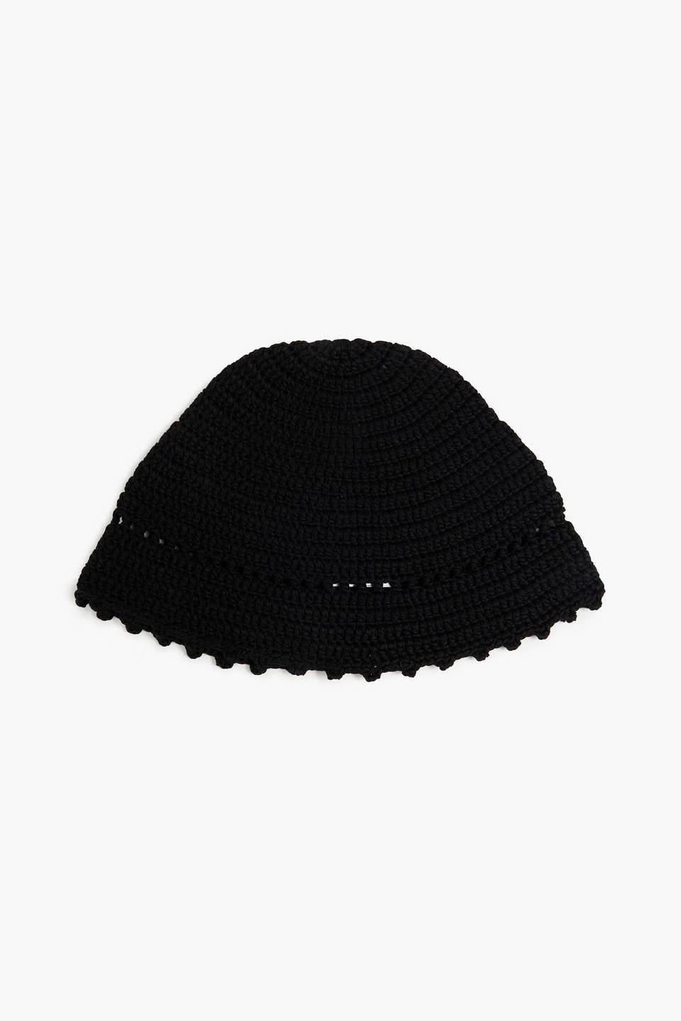 Gentryportofino - Pointelle-trimmed cotton beanie - Black - ONESIZE