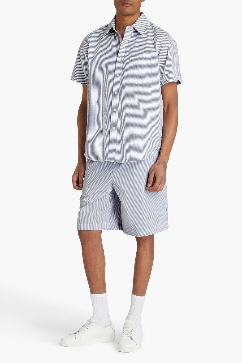 THOM BROWNE Gestreiftes Hemd aus Baumwoll-Seersucker