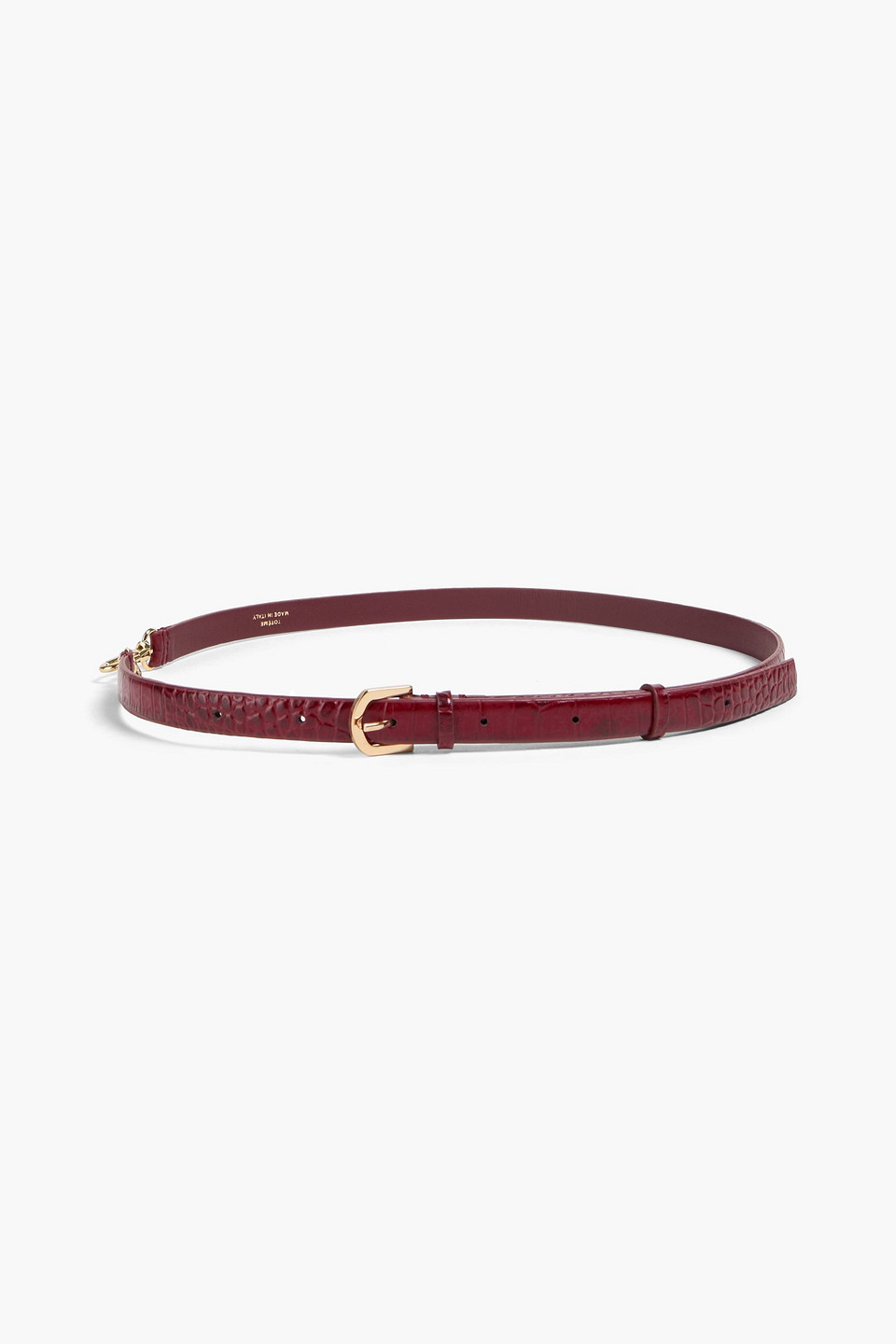 Totême Croc-effect Leather Belt In Claret