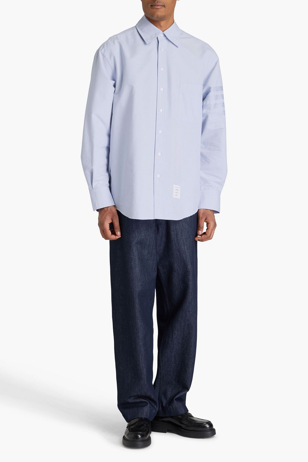 THOM BROWNE Striped cotton Oxford shirt