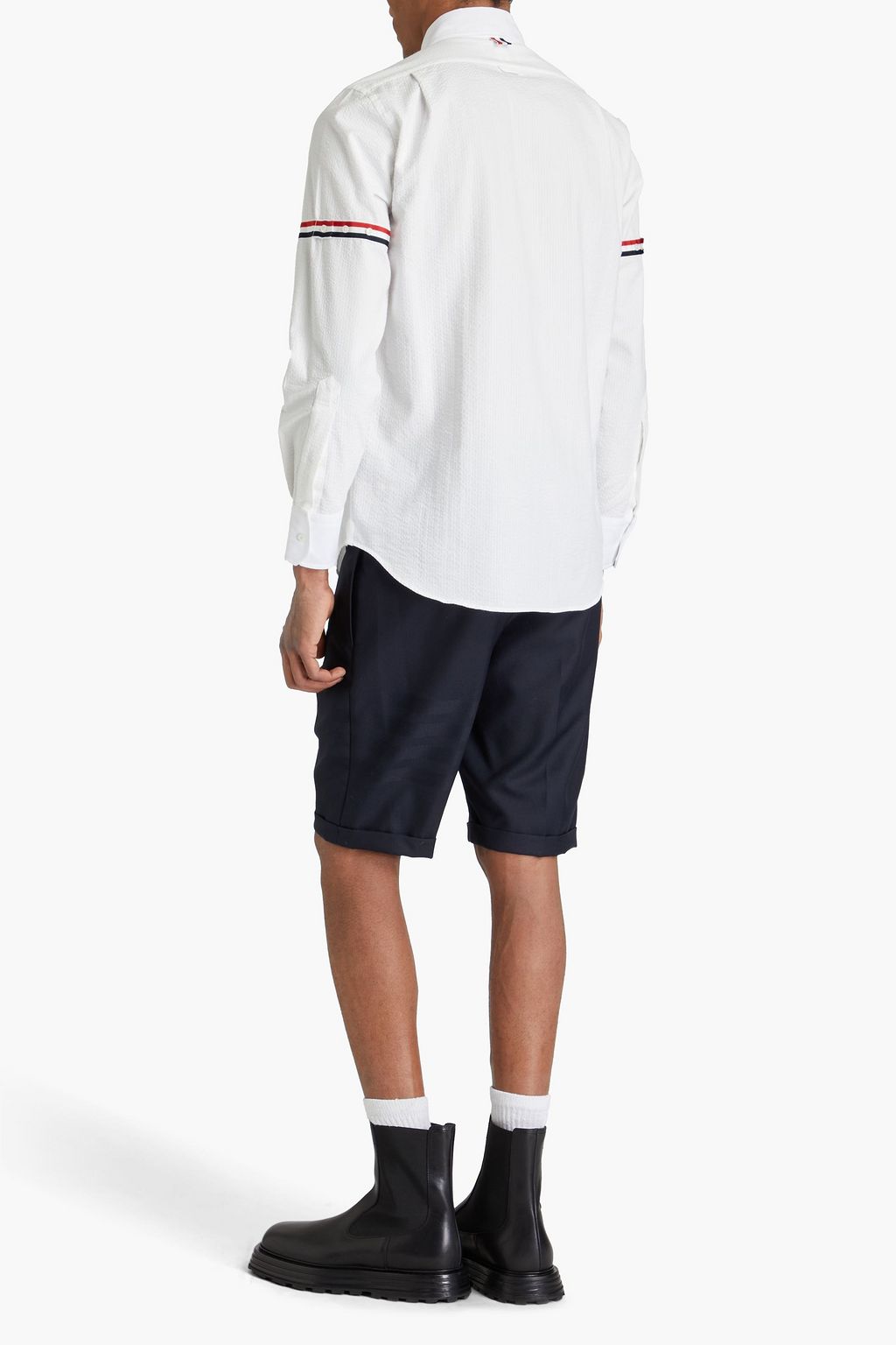 THOM BROWNE قميص من نسيج سيرساكر القطني المخطط