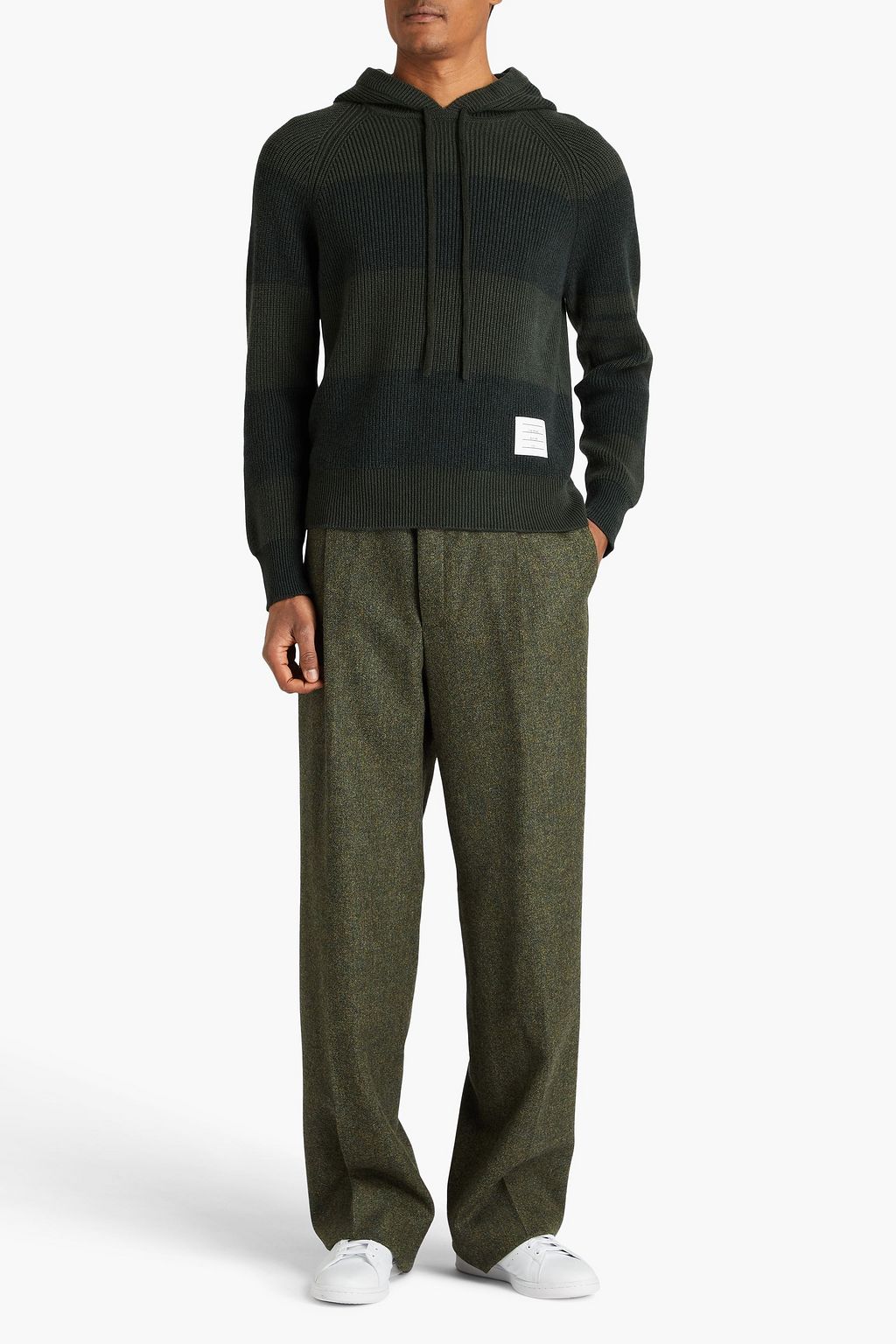 THOM BROWNE Striped cashmere hoodie