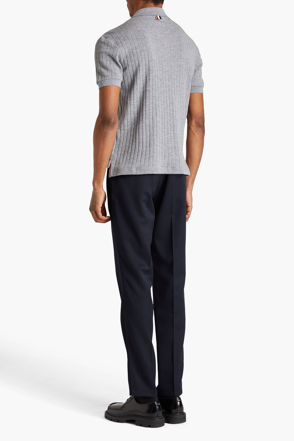 THOM BROWNE قميص بولو من الصوف المضلّع