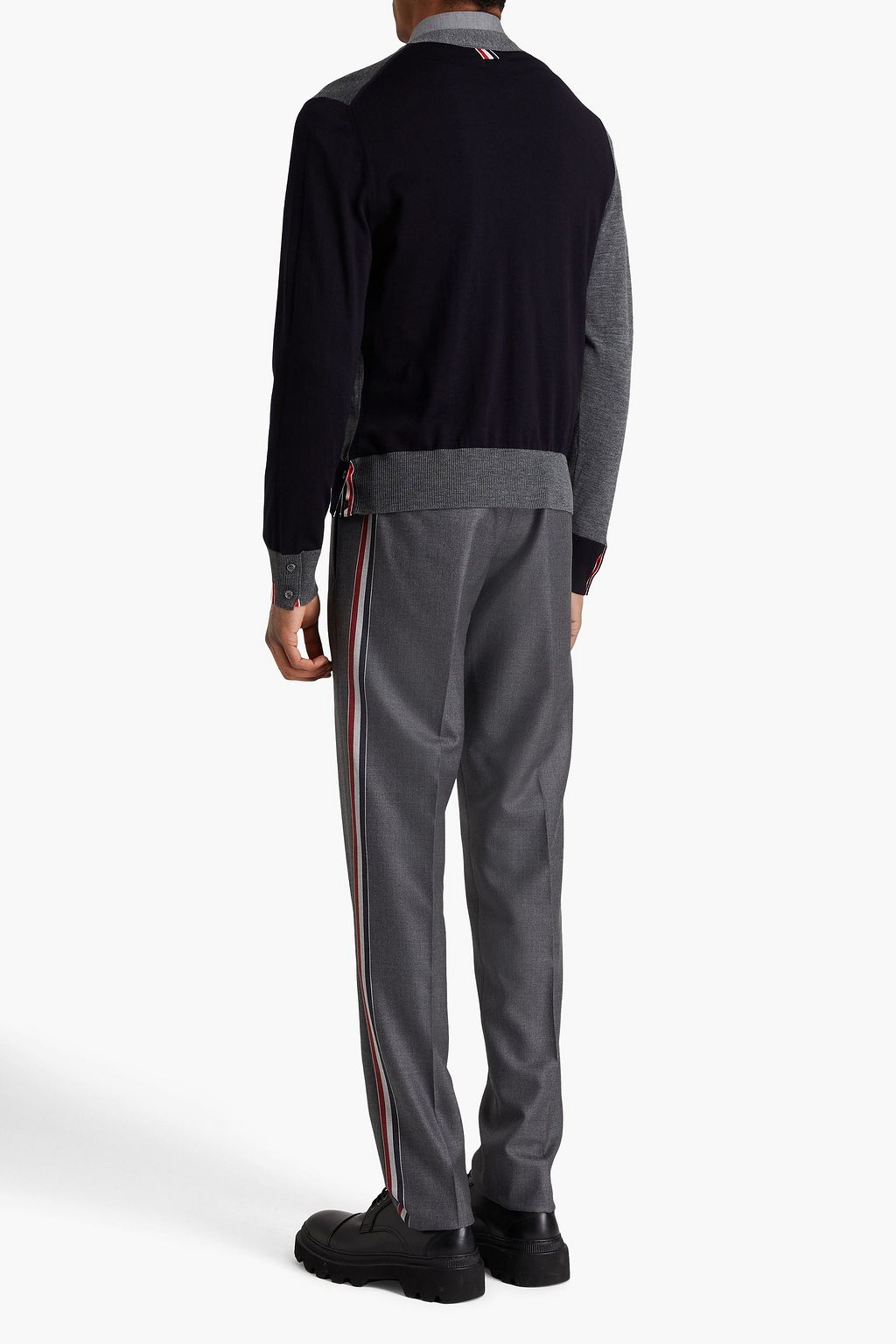THOM BROWNE كارديغان من مزيج الصوف بأقسام متباينة الألوان