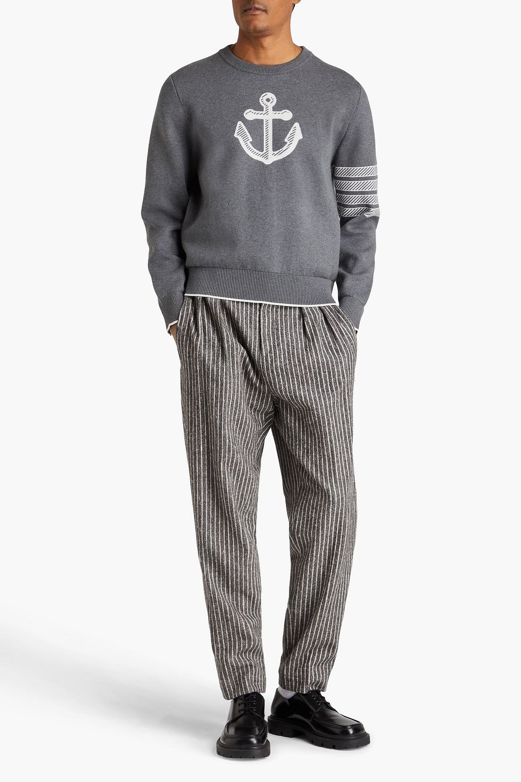 THOM BROWNE Jacquard-knit cotton-blend sweater