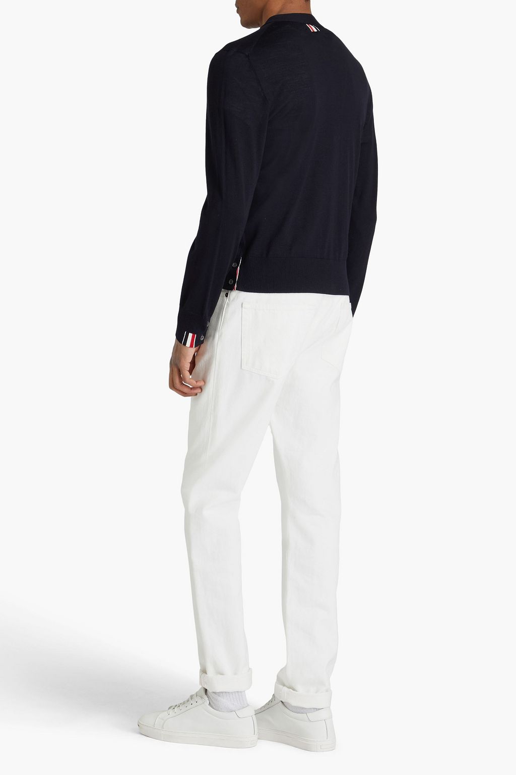THOM BROWNE Striped wool-blend cardigan