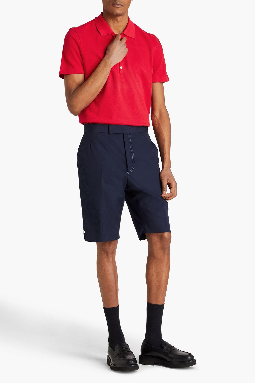 THOM BROWNE Cotton-piqué polo shirt