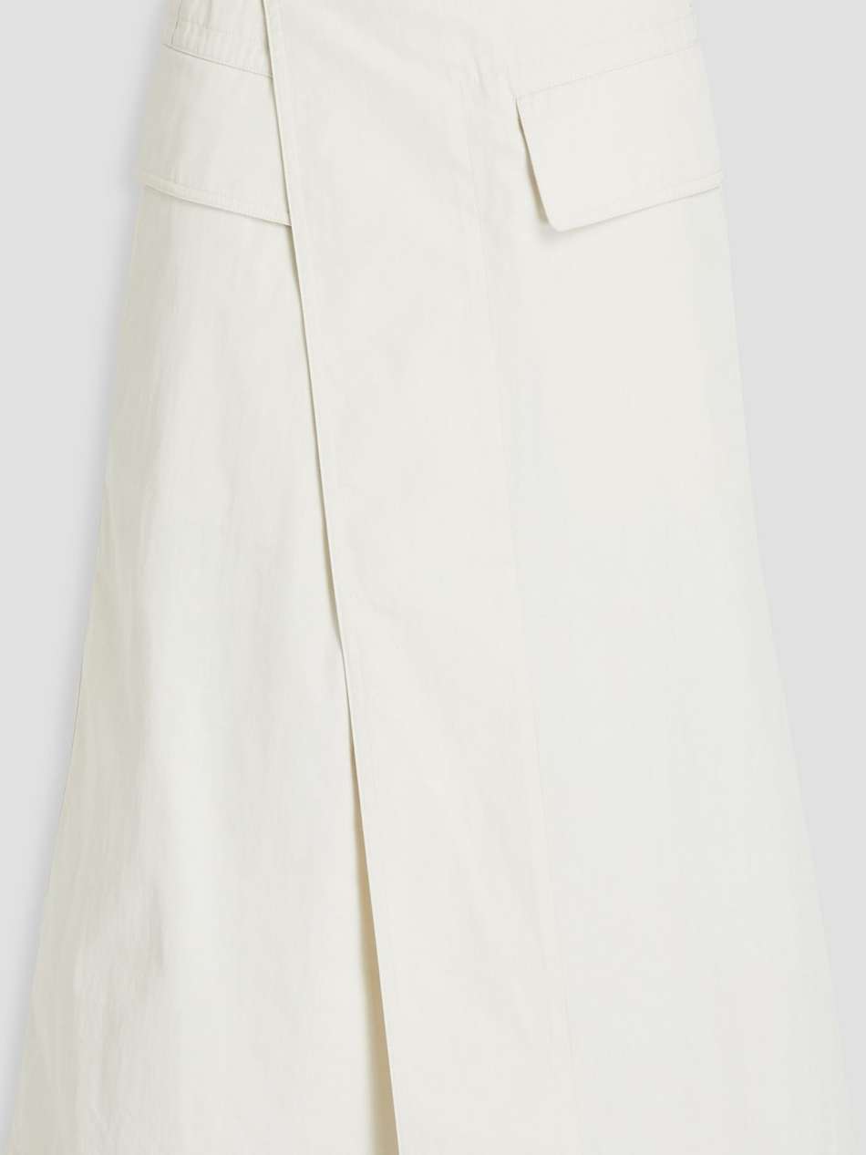 cotton-blend twill midi wrap skirt