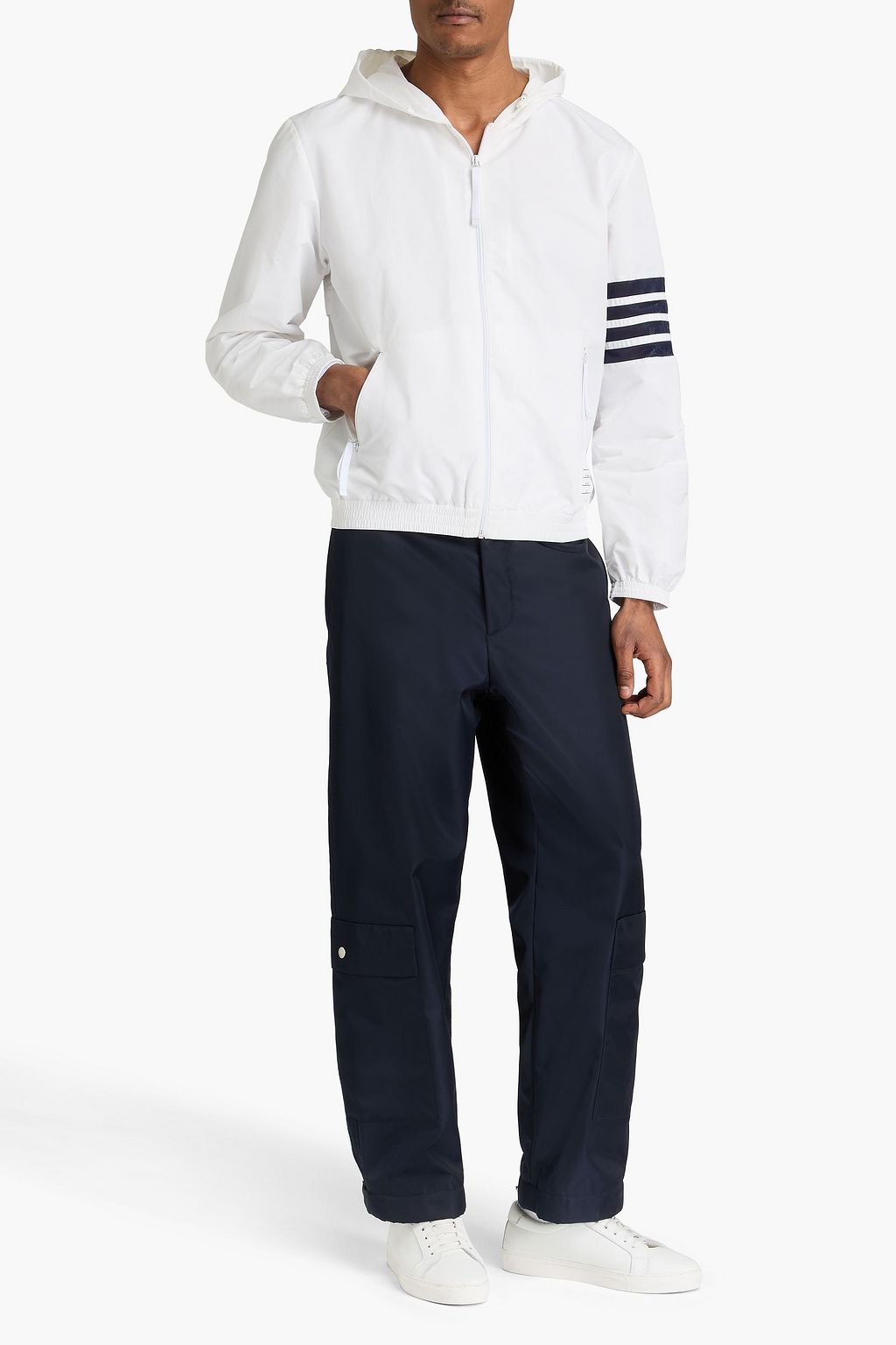THOM BROWNE Striped ripstop hooded jacket