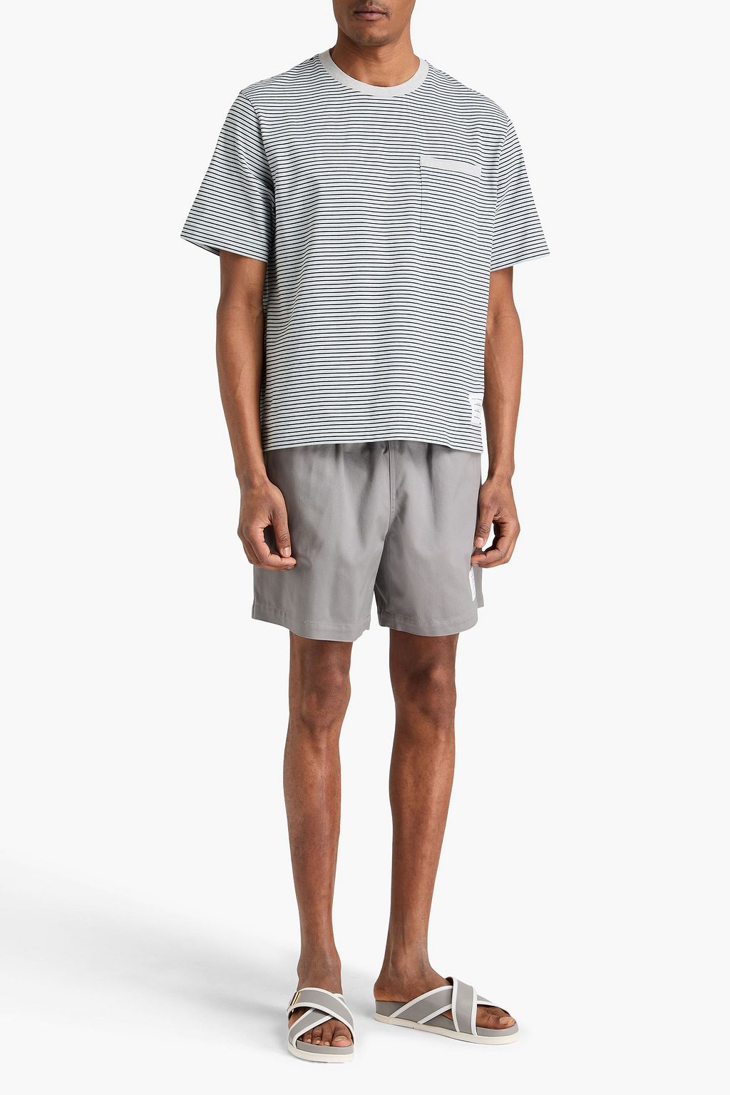 THOM BROWNE Striped cotton-poplin shirt