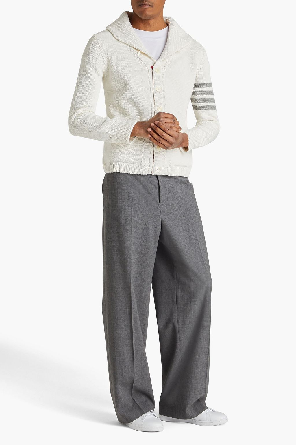THOM BROWNE Striped cotton cardigan