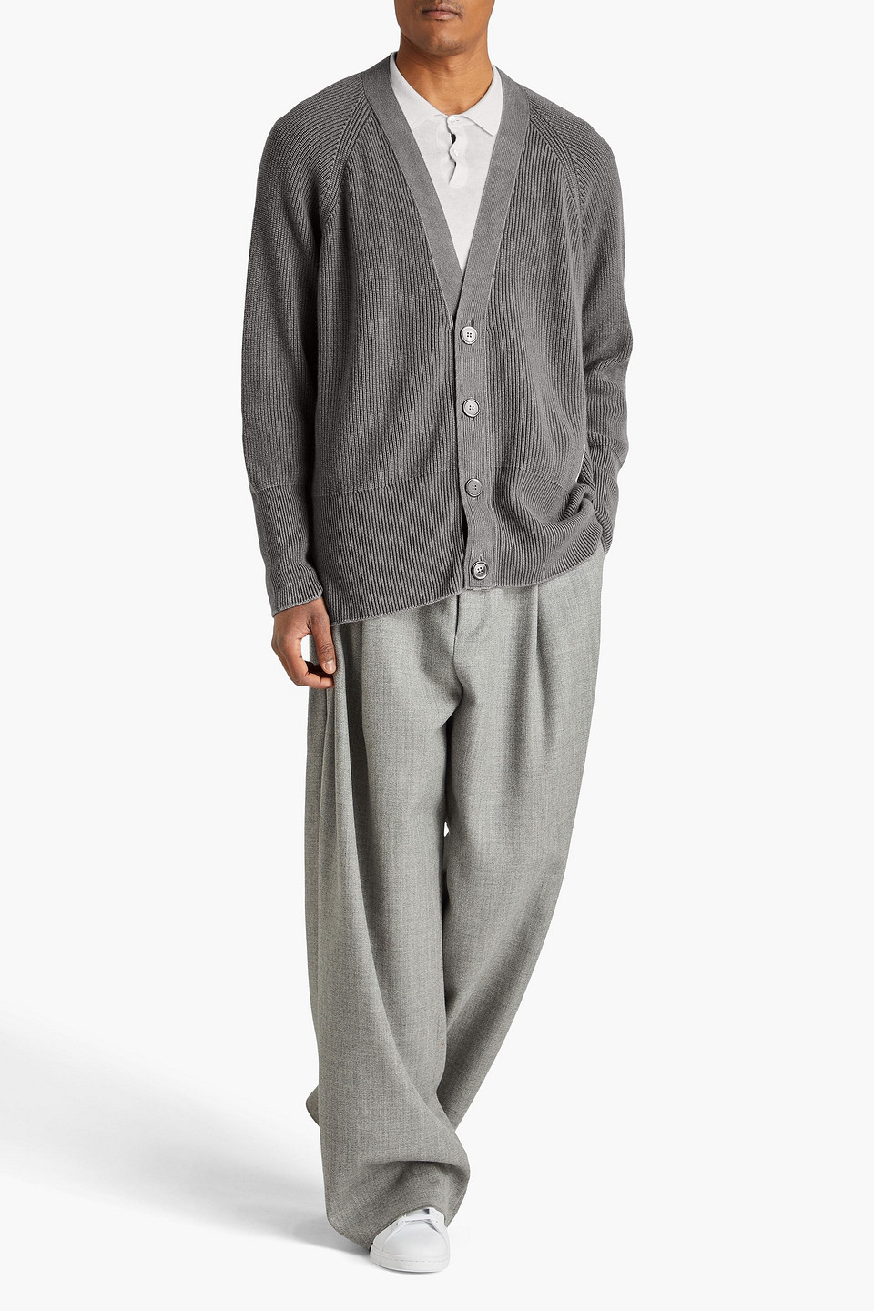  Thom Browne - Cardigan Aus Geripptem Kaschmir - Grau - 00 