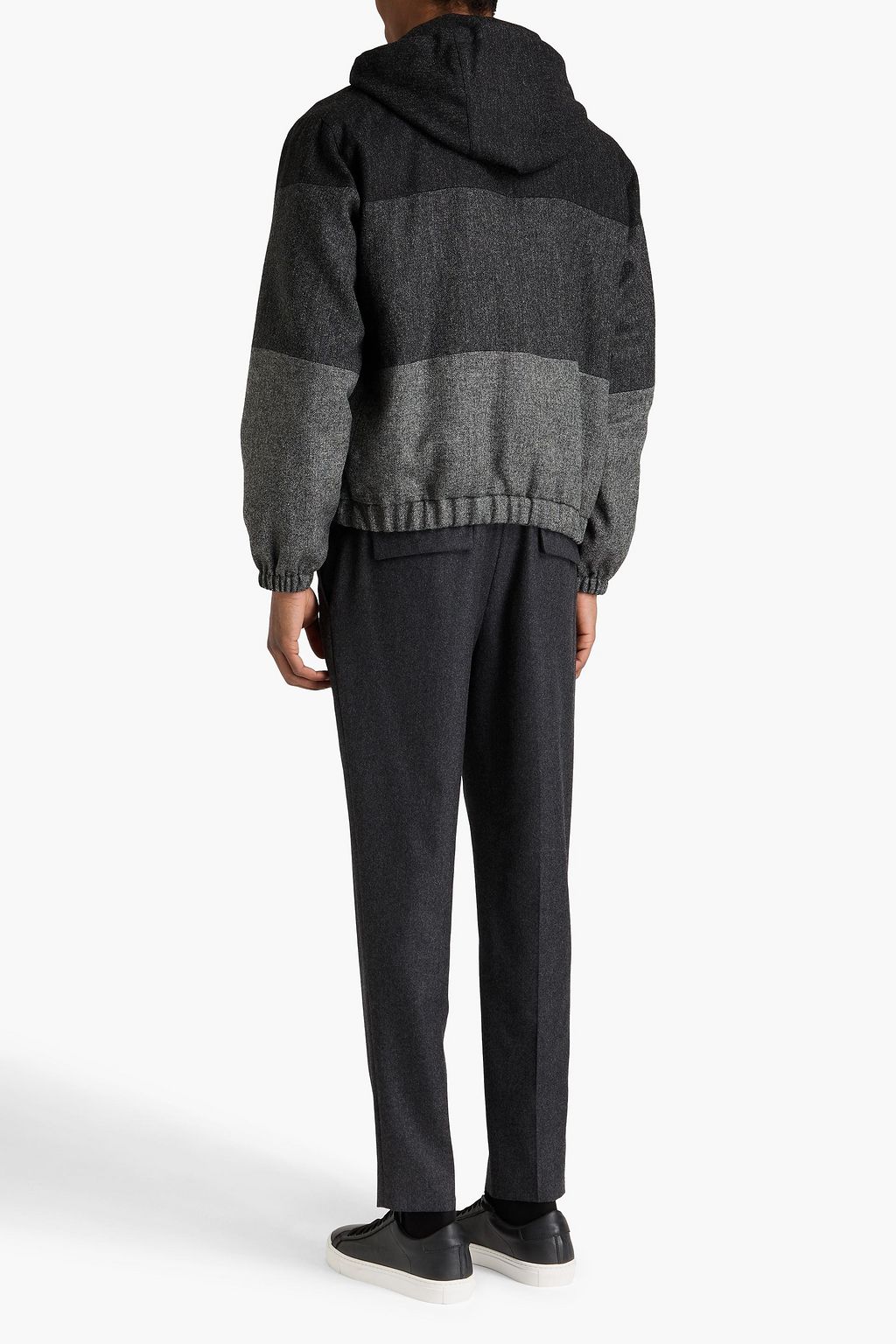 THOM BROWNE Striped wool hooded jacket