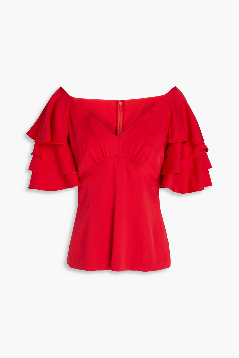 Dolce & Gabbana Tiered Silk-blend Satin Top In Red