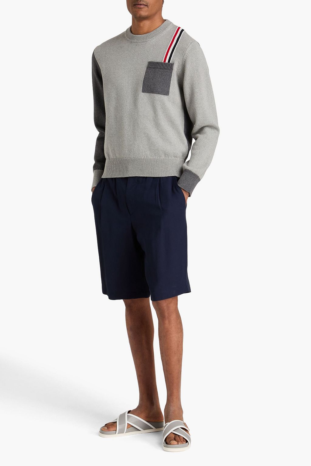 THOM BROWNE Pullover aus Baumwolle in Colour-Block-Optik